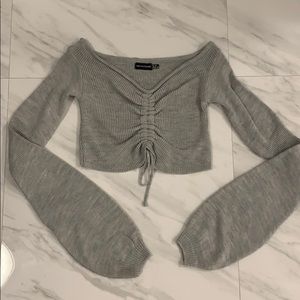 Balloon Sleeve Cropped Sweater